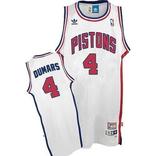 Mens Adidas Detroit Pistons 4 Joe Dumars Authentic White Throwback NBA Jersey